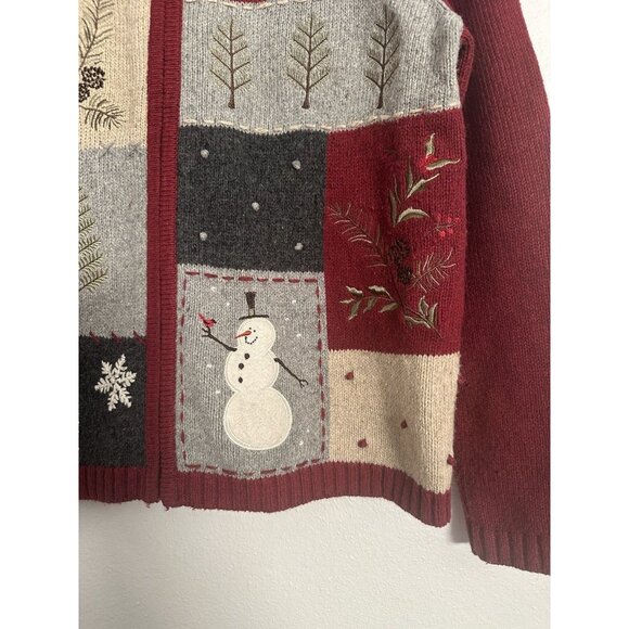 Croft & Barrow Women's Vintage Patchwork Christmas Cardigan Full Zip Size Med - Picture 6 of 11